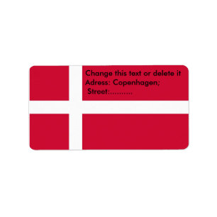 Eigen label met vlag van Denemarken