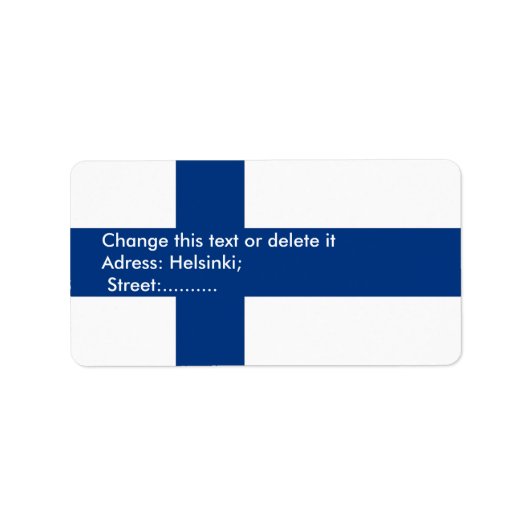 Eigen label met vlag van Finland (Voorkant)