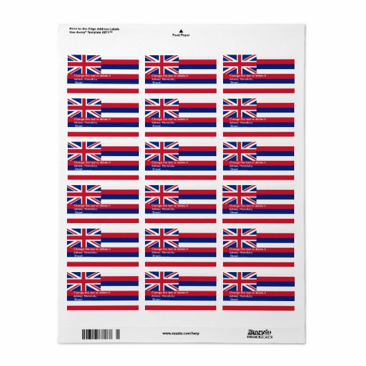 Eigen label met vlag van Hawaii, VS (Full Sheet)