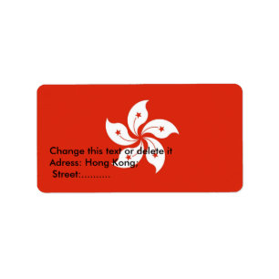 Eigen label met vlag van Hong Kong