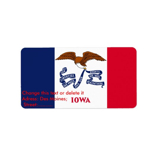 Eigen label met vlag van Iowa (Voorkant)
