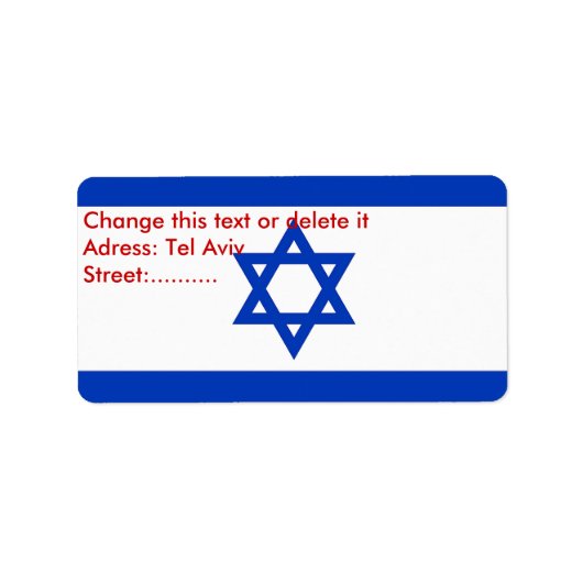 Eigen label met vlag van Israël (Voorkant)