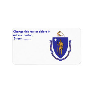 Eigen label met vlag van Massachusetts, Verenigde