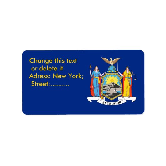 Eigen label met vlag van New York, VS (Voorkant)