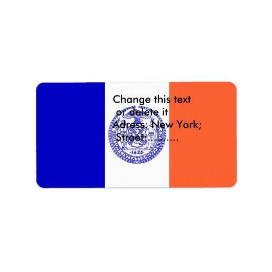 Eigen label met vlag van New York, VS (Voorkant)