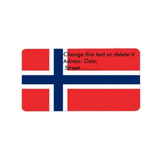 Eigen label met vlag van Noorwegen (Voorkant)