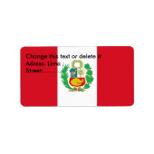 Eigen label met vlag van Peru (Voorkant)