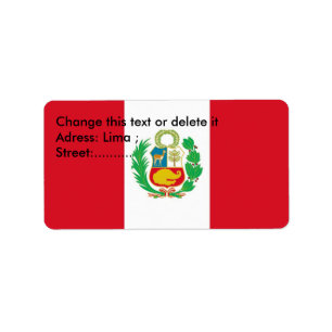 Eigen label met vlag van Peru