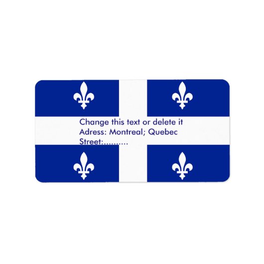 Eigen label met vlag van Quebec, Canada (Voorkant)