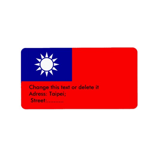 Eigen label met vlag van Taiwan (Voorkant)
