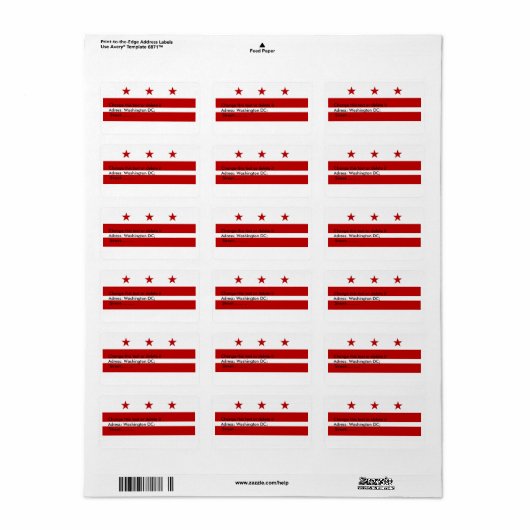 Eigen label met vlag van Washington DC, U.S.A. (Full Sheet)