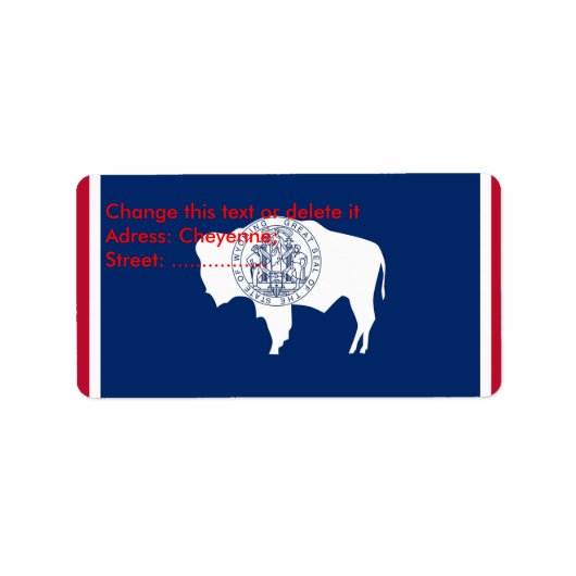 Eigen label met vlag van Wyoming, VS (Voorkant)