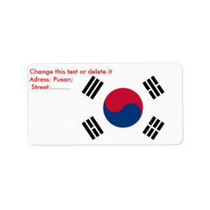 Eigen label met vlag van Zuid-Korea