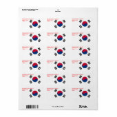 Eigen label met vlag van Zuid-Korea (Full Sheet)