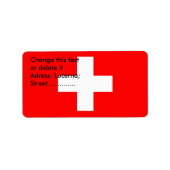 Eigen label met vlag van Zwitserland (Voorkant)