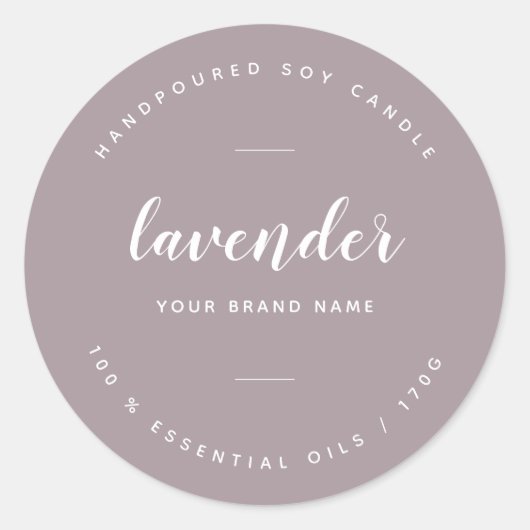 Eigen label voor lila verpakkingskaarsen (Voorkant)