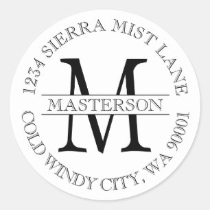 Eigen label voor monogram circulair retouradres