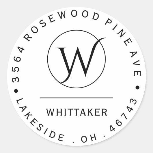 Eigen label voor monogram circulair retouradres (Voorkant)