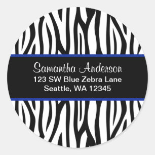 Eigen label zwart en marineblauw Zebra