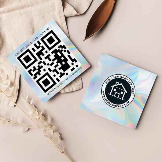 Eigen Logo- en QR-code DIY-holografisch Vierkante Visitekaartje