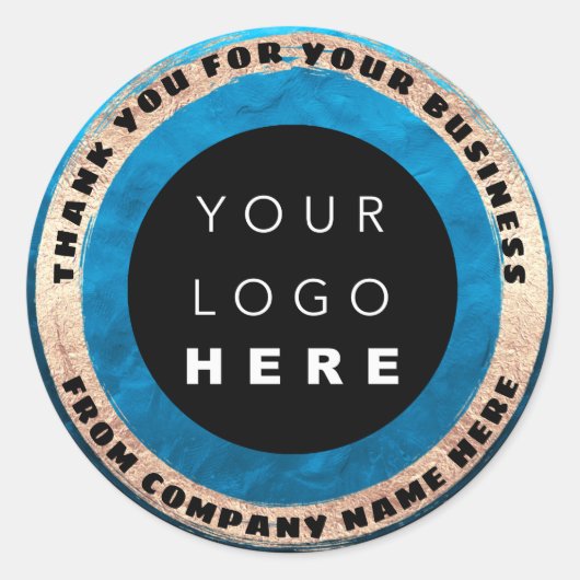 Eigen Logo - Gold Blue Logo Cake Sweets Ronde Sticker (Voorkant)