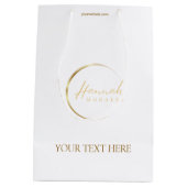 Eigen logo goud- en wittekiekdiensten medium cadeauzakje (Achterkant)