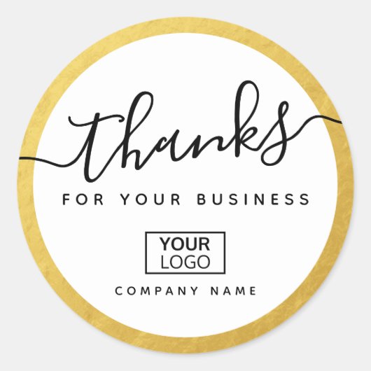 Eigen logo goud, kijk naar de grens bedankt ronde sticker (Voorkant)