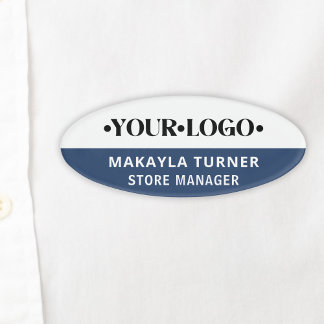 Eigen logo medewerker blauw naambadge