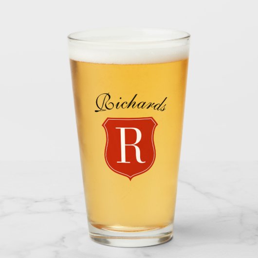 Eigen logo-monogram bierglazen cadeauidee glas (Voorkant gevuld)