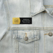 Eigen logo, naam en titel gouden gradiënt zwart naamplaatje (In situ)