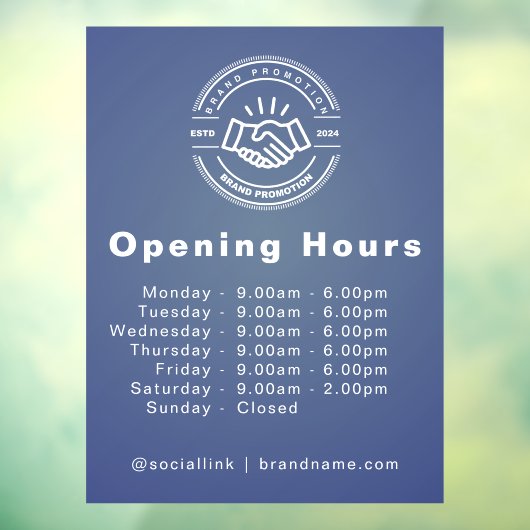 Eigen logo & openingsuren bedrijf raamsticker (Vel 3)