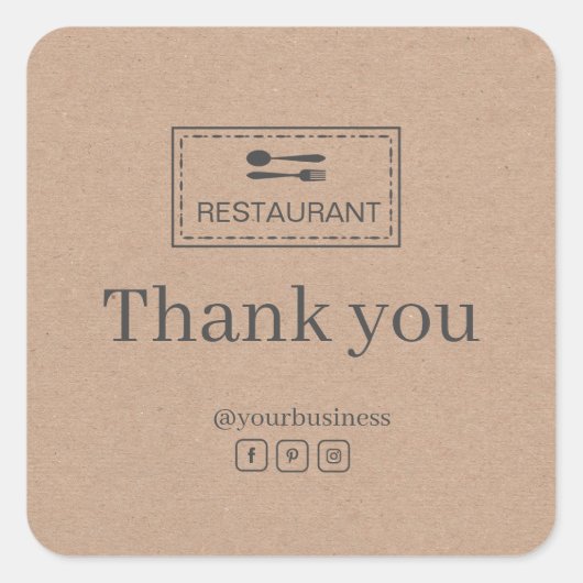 Eigen logo restaurant | Dank u sticker (Voorkant)