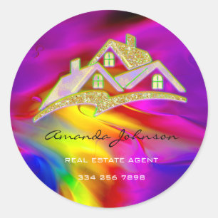 Eigen Logo voor Estate Agent Holographic Ronde Sticker