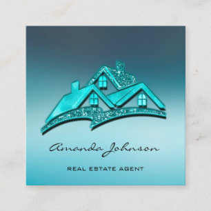 Eigen Logo voor Estate Agent Home Blue Glam Vierkante Visitekaartje