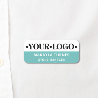 Eigen logo werknemer turquoise naamplaatje