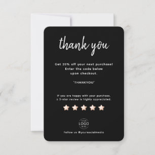 Eigen Logo Zwart Wit Small Business bedankkaart
