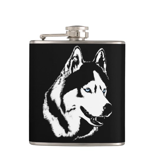 Eigen maatkolf Husky Dog Drink Flask Heupfles (Voorkant)