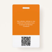 Eigen medewerker grote foto Qr Bar Code Logo Naam Badge (Achterkant)