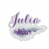 Eigen meisjesScript Naam Paarse Lavander Flowers Sticker (Voorkant)
