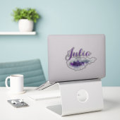 Eigen meisjesScript Naam Paarse Lavander Flowers Sticker (Laptop op bureau)