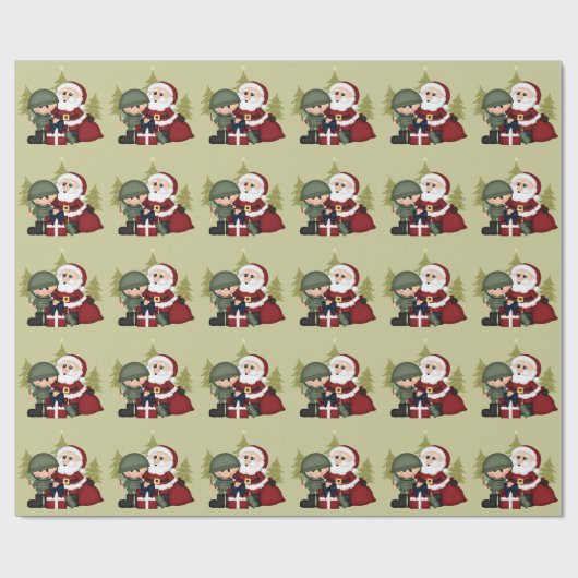 Eigen militaire soldaat en kerstmis cadeaupapier (Vlak)