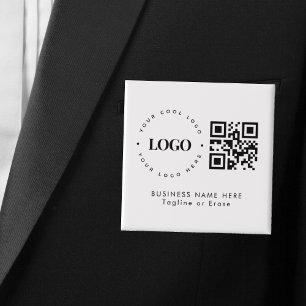Eigen minimaliserende QR-code voor bedrijven met L Vierkante Button 5,1 Cm
