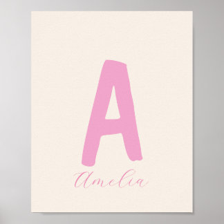 Eigen minimalistische initiaal voor baby-meisjes poster