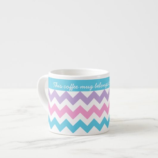 Eigen Mok Espresso, Turquoise, Roze, Chevrons (Voorkant links)