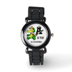 Eigen monogram A is bestemd voor Alligator grappig Horloge