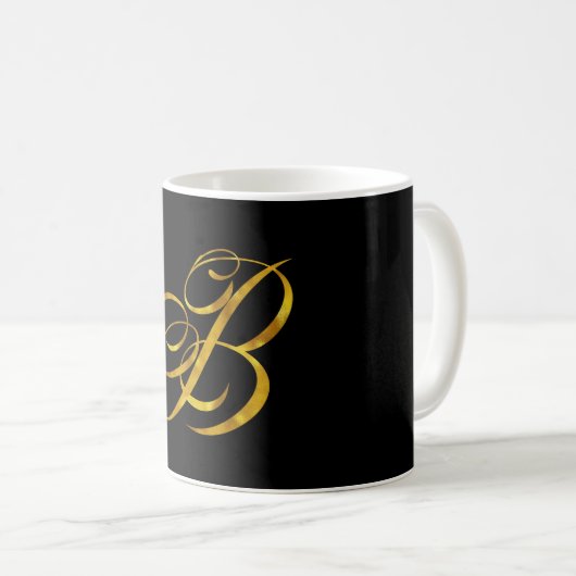 Eigen monogram B Faux Gold Foil Monogrammen Initia Koffiemok (Voorkant rechts)