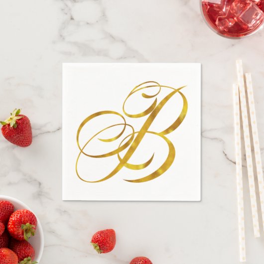 Eigen monogram B Faux Gold Foil Monogrammen Initia Servetten (Insitu)
