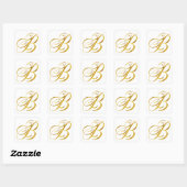 Eigen monogram B Faux Gold Foil Monogrammen Initia Vierkante Sticker (Vel)