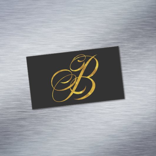 Eigen monogram B Faux Gold Foil Monogrammen Initia Visitekaartje Magneet (Voorbeeld)