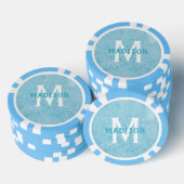 Eigen monogram en naam Faux Turquoise Marble Poker Chips (Opstapeling)